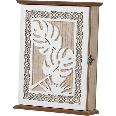 Porte-clés mural, armoire à clés, décoration intérieure, anti-poussière, boîte à clés polyvalente, organisateur mural pour la maison, le, Motif de Feuille (1/5)