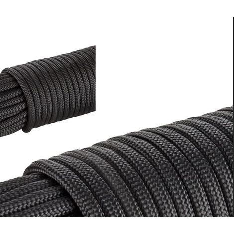 Corde professionnelle 31 m x 4 mm en nylon résistant Plusieurs couleurs Paracorde 550 Noire (1/3)