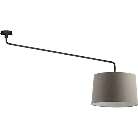 Vivien Plafoniera da Soffitto Nera con Paralume Conico Tortora E27 IP20 48cm - Design Moderno in Metallo e Tessuto per Interni - Rossini Group (1/5)