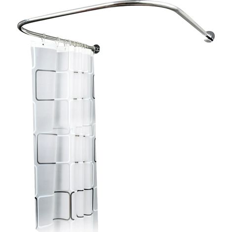 Tringle de Douche, Design en U, Installation Facile, Argent (1/2)