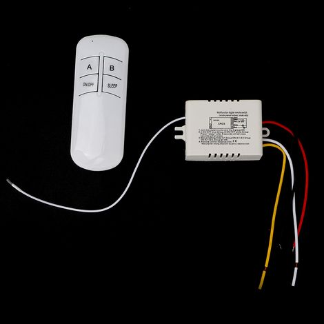 Interrupteur à distance sans fil numérique 220 V avec récepteur et émetteur pour éclairage mural (2 positions marche/arrêt). (1/5)