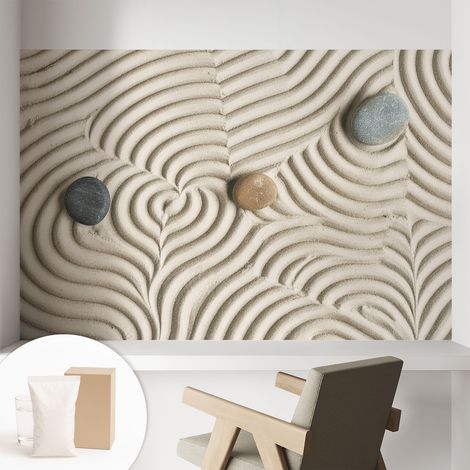 Papier peint intissé mural pour salon chambre à coucher tendance et originale - Colle incluse gratuite Vagues harmonieuses 104x70 cm (1/5)
