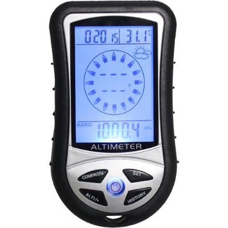 Altimetro digitale elettronico multifunzione 8 in 1 LCD retroilluminato Mini altimetro barometro bussola termometro previsioni meteo calendario