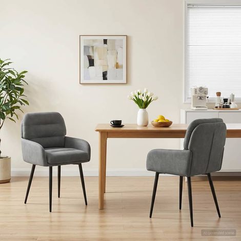 vidaXL Chaises de salle à manger 2 pcs Velours Gris foncé (1/5)