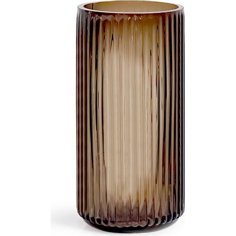 Vase à Fleurs Moderne en Verre nervuré de 19,1 cm pour décoration de Bureau, Maison, Salle à Manger, Salon, Mariage (Ambre) (1/5)