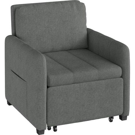WOLTU Cama 3 en 1: sofá cama individual extraíble, tejido de rizo transpirable, gris oscuro