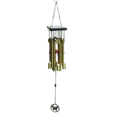 Dekoratives, 66 cm langes Windspiel aus Holz für den Außenbereich mit Schmetterlingsmotiv und harmonischer Melodie. Gartendekoration. (1/5)