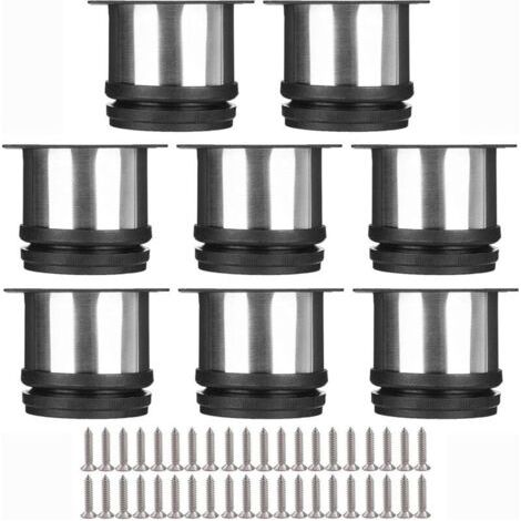 Selected Lot de 8 Pieds de Meubles, Pied Cuisine Réglables Ø 50 mm/Hauteur 50 mm Ronds Métal Acier Inoxydable Canapé Jambe Table Pieds (1/5)