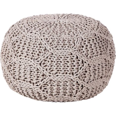 Pouf Makramee TRIMAN Baumwolle Taupe