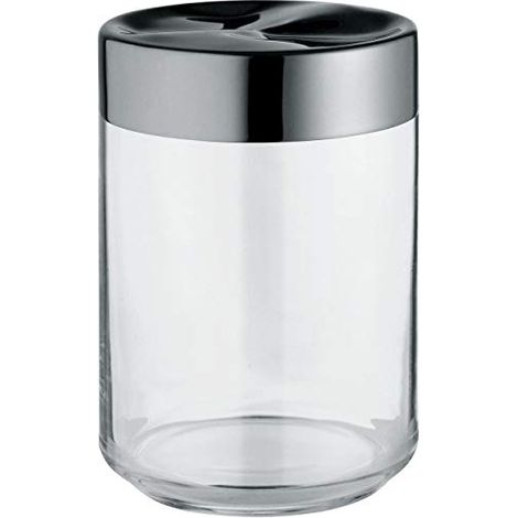 Alessi Julieta LC09 - Barattolo Ermetico da Cucina di Design, Corpo in Vetro con Coperchio in Acciaio Inossidabile 18/10, 100 cl (1/4)