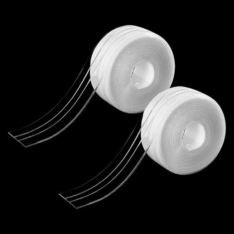 Joint d'étanchéité transparent (lot de 2), ruban adhésif en PVC pour baignoire, salle de bain, douche, cuisine, anti-moisissure, étanche. (1/5)
