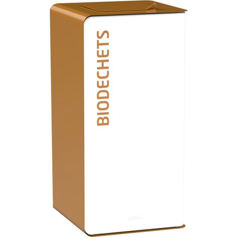 Borne de tri sélectif Cubatri, sans serrure - biodéchets - 2x10l - blanc / marron - RAL 8001 (1/4)