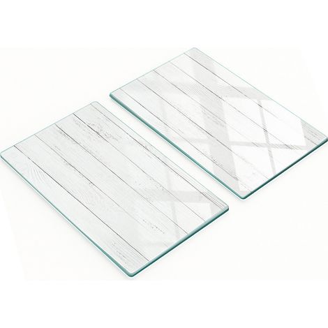 Juego de dos tablas de cocina de cristal y madera blanca de 2x30x52 cm.