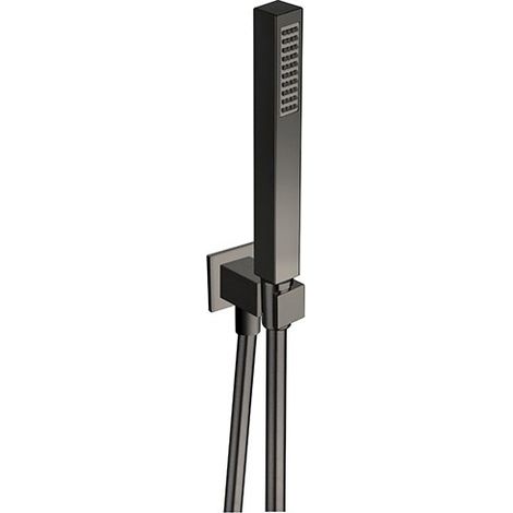 Ensemble Applique Prise D'Eau Douchette Flexible Carre Chrome Noir Robinetterie HYDROTHERAPIE - CRISTINA ONDYNA PD44372