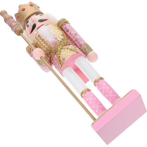 Figurine Casse-Noisette en Bois Rose Couronne Décoration de Fête et Noël Ornement pour Salon et Table Casse-Noix des Fêtes Décoratif pour Garçon et Filles et Bricolage (1/5)