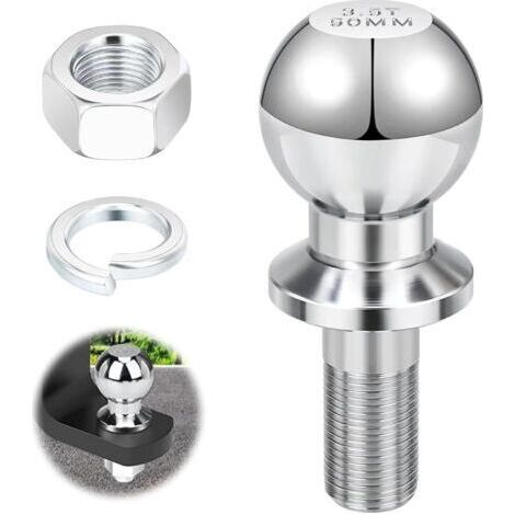 Boule d'attelage 50mm 3,5T – Acier robuste pour remorquage – Capacité jusqu'à 3,5 tonnes – Installation rapide sur remorque (1/5)