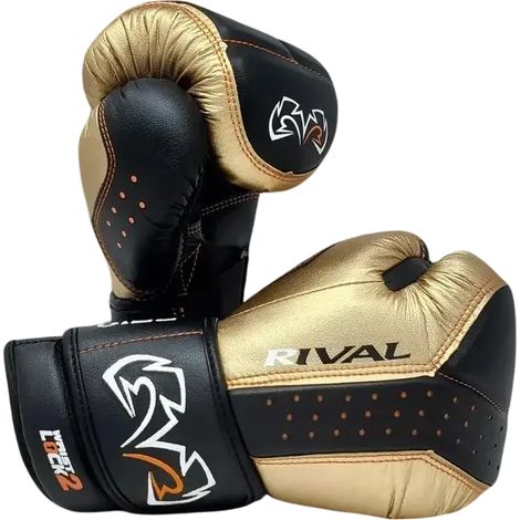 Gants de boxe Rival RB10 Intelli-shock pour sac de frappe, noir/or, taille XL
