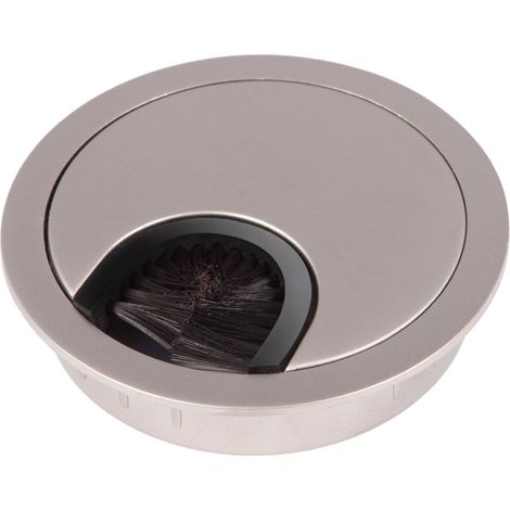 SOTECH 2 Stück Schreibtischdurchlässe Tischdurchführung aus Metall Edelstahloptik matt Bohrmaß Ø 68 mm Schreibtisch mit Staubdichtung