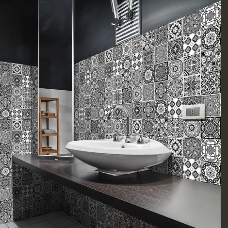 Sticker Mural Carrelage adhésif Cuisine Salle de Bain - 60 STICKERS CARRELAGES AZULEJOS SOLENGINA - 60stickers10x10cm (1/5)