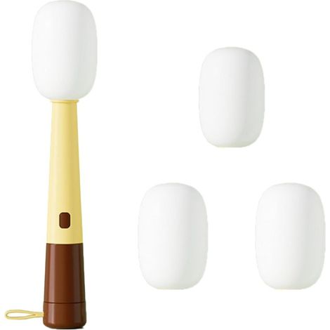 3-in-1 Multifunktions-Reinigungsbürste, 3 Ersatzköpfe und 1 Multifunktionsbürste, Reinigungswerkzeuge für Becher und Dichtungen, Reinigungsbürste für Wasserflaschen (gelb/braun) (1/4)