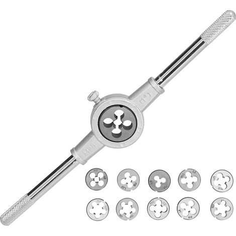 Kit 10 Filières Métriques en Acier à Roulement avec 1 Clé, Outils de Réparation de Filetage Mâle (1/5)