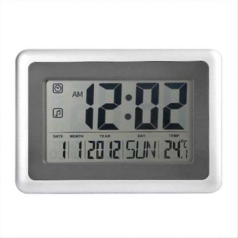 Horloge numérique avec calendrier et thermomètre, grands chiffres lumineux, affichage clair, pour bureau ou maison, modèle récent (1/5)