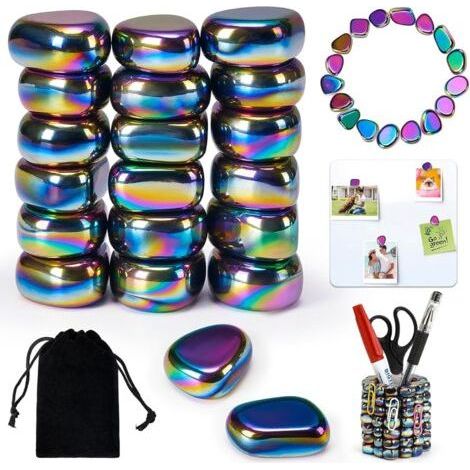 20 magneti in ematite colorati, pietre magnetiche di forma irregolare con una borsa portaoggetti, per adulti, ideali per alleviare lo stress, la decorazione o l'ufficio. (1/5)
