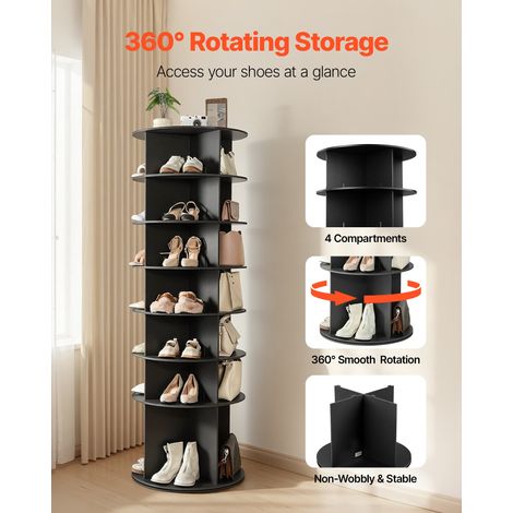 Étagère à chaussures rotative à 7 niveaux, présentoir à chaussures rotatif à 360°, organisateur sur pied de type plateau tournant p… (1/5)