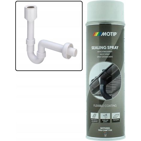 Spray sigillante bianco Motip da 500 ml per scarichi di vasche da bagno e piatti doccia. (1/2)