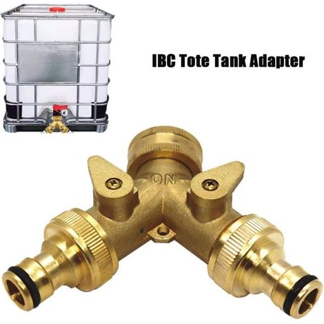 Distributeur eau Y 3/4'' laiton - Division flux eau - Maison/réservoir IBC - 2 voies, robinet sortie - Plombiers et propriétaires (1/4)