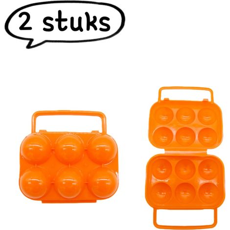 Lot de 2 boîtes à œufs portables en polypropylène avec 6 compartiments pour réfrigérateur camping et usage domestique orange (1/5)