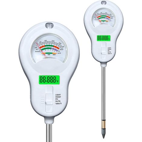 Testeur de sol 6 en 1 : appareil de mesure de l’humidité du sol, de l’ensoleillement, de la fertilité, du pH, de la température ambiante et de l’humidité avec haute résolution (1/5)