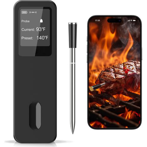 Thermomètre de Cuisine sans Fil Intelligent avec Application Mobile, Étanche, pour Barbecue, Four et Grillades (1/5)