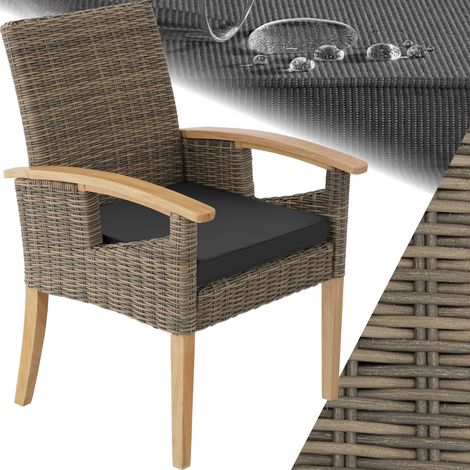 Chaise en rotin cadre Bois accoudoirs et pieds bois marron naturel (1/5)