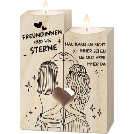 Freundschafts-Kerzenhalter Holz Herzform Kerzenständer Geschenke Frauen (1/3)