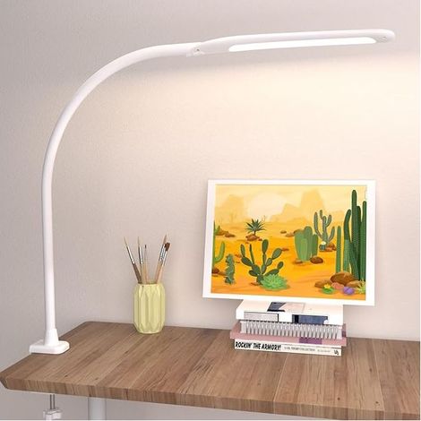 Lampe De Bureau - Bras Flexible Col De Cygne - 3000K À 6000K Réglable Par Toucher - Pour Bureau Lecture Travail - 1 Pièce (1/5)