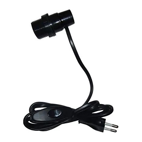 Adaptador bombilla E14 con interruptor y enchufe 2x0,75 a 1,5m, negro