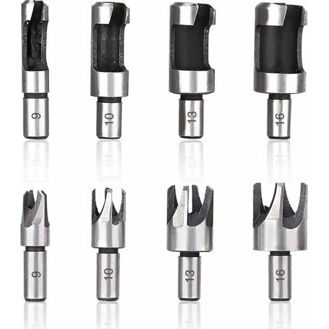 Pièces Fraise à Bouchonner Bois, Mèche à Bouchon Bois 6 mm/10 mm/13 mm/16 mm, Acier Carbone Bois Plug Perceuse pour le Travail du Bois, Forets à Bois à Griffe et Coniques (1/5)