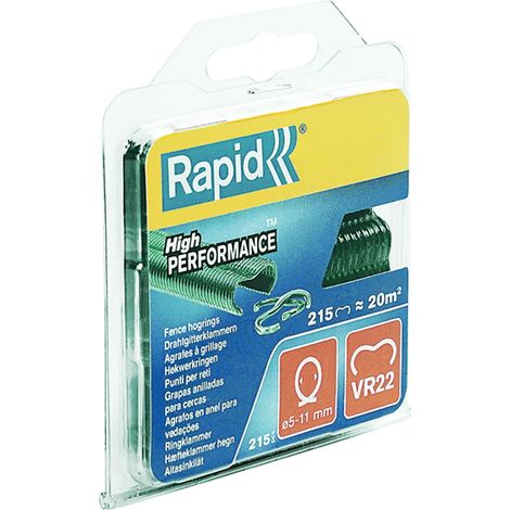 RAPID - Agrafes grillage - VR22 Platifiée Vert - Blister 215, pour la fixation de clôture de jardin, parc, habitation, ect - (40108802)