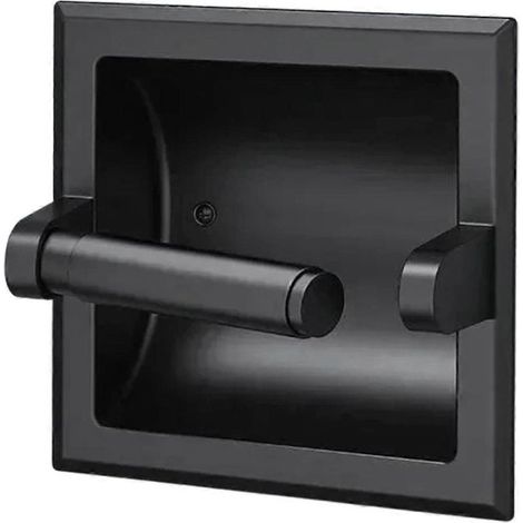 Porte-Papier Toilette - Support Encastré Mural - Pour Salle De Bain - Noir - 1 Pièce