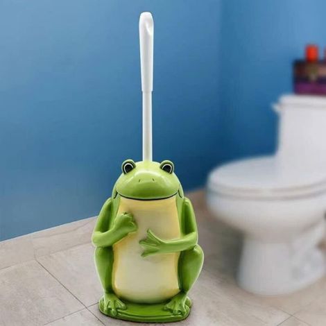 Brosse WC compacte, porte-brosse WC fantaisie en résine avec phare, bleu. (1/5)