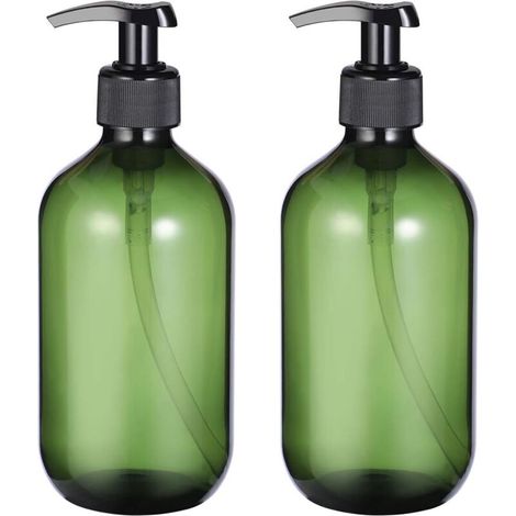 2 dispenser di sapone vuoti da 500 ml con pompa – Flaconi in plastica trasparente per shampoo, lozione o gel