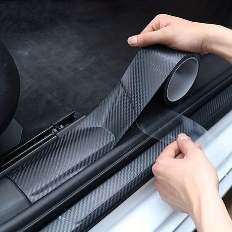 (3M - Filtre à carbone noir) Film adhésif adhésif en fibre de carbone 3D pour carrosserie, anti-rayures, imperméable, noir mat, nano-adhésif adapté à la carrosserie. (1/4)