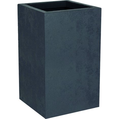 Blumentopf quadratisch hoch Basalt oben unten Grau 36 Liter - Eda