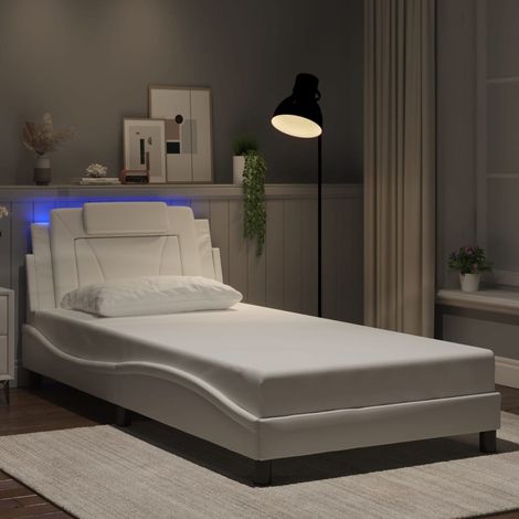 vidaXL Cadre de lit Viana avec LED sans matelas blanc 100x200 cm (1/5)