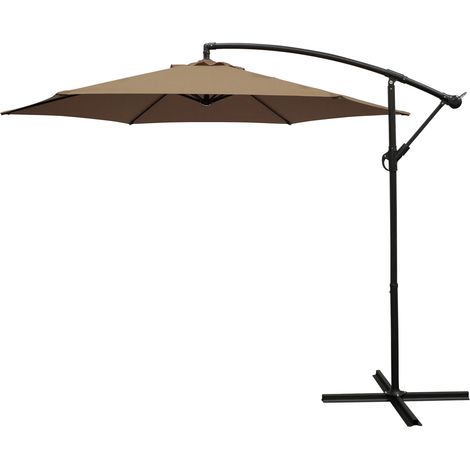 Ampelschirm Aluminium 300cm taupefarben, mit Kurbel, Untergestell Aluminium, Material Bezug 100% Polyester, Gewicht 10kg (1/3)