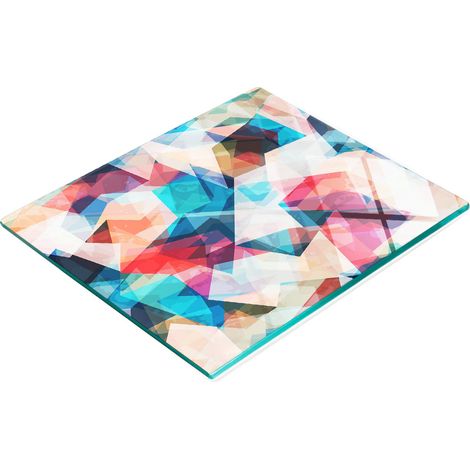 Tablero de vidrio duradero y elegante con patr贸n de mosaico abstracto de 60x52 cm.