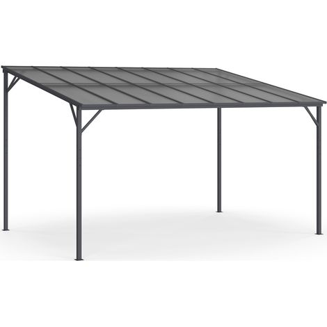 Pergola toit rigide en polycarbonate 3x4 M gris anthracite (1/5)