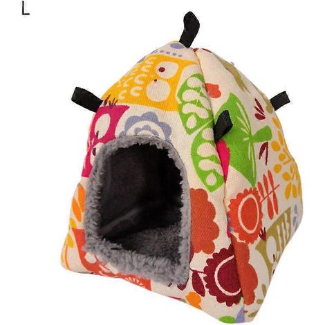 Noël Nid Perroquet Rouge Plush Cocon Douillet Hamac Tente Chauffante Lit Hiver Petit Animal pour Perruches Calopsittes-L-beige