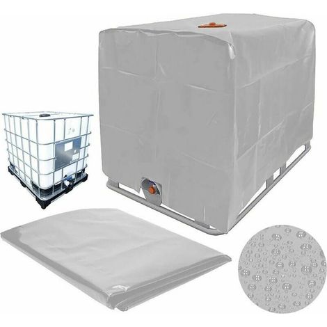 Housse de protection pour cuve IBC - Tissu Oxford 210D, imperméable, pour conteneur IBC 1000 L, dimensions 120 x 100 x 116 cm, gris